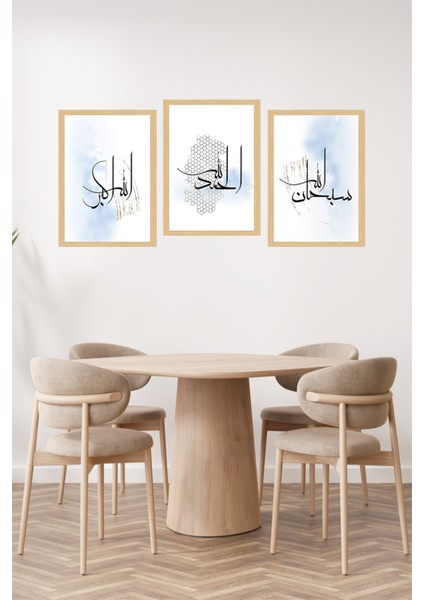 🖼️ Subhanallah - Elhamdulillah - Allahu Ekber Yazılı 3’lü Çerçeve Görünümlü Tablo Seti CRVS1202 13 x 17 fiyatları