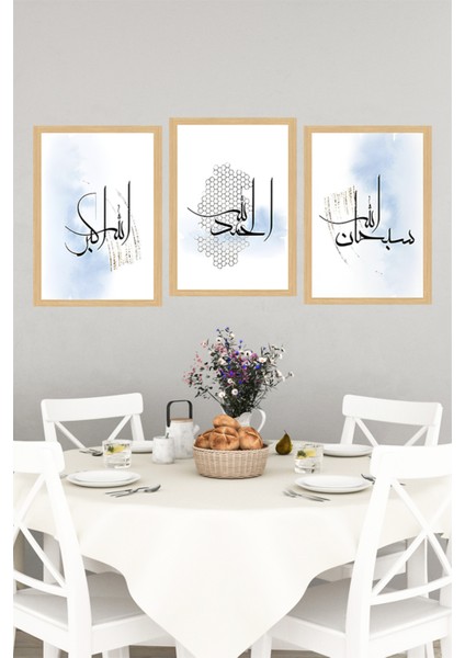 🖼️ Subhanallah - Elhamdulillah - Allahu Ekber Yazılı 3’lü Çerçeve Görünümlü Tablo Seti CRVS1202 13 x 17 indirimleri