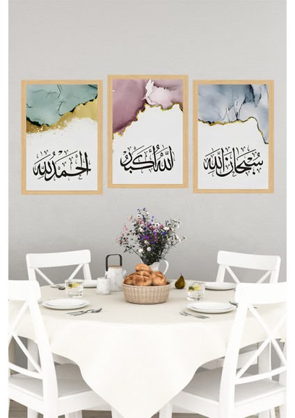 🖼️ Modern Çerçeve Görünümlü Islami Tablo Seti Subhanallah - Allahuekber - Elhamdulillah🌟 CRVS1223 13 x 17 indirimleri