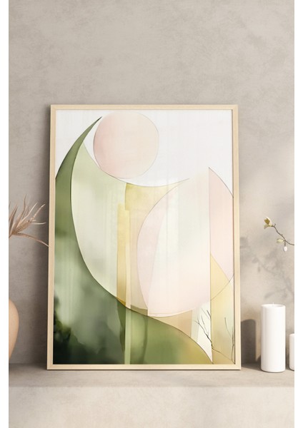 🌿 Pastel Yeşil ve Pembe Tonlarda 3’lü Modern Çerçeveli Tablo Seti🌿 CRV1123 23 x 32 modelleri
