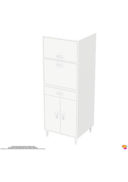 Salsa Mutfak Dolabı Tek Çekmece, 3 Kapak Çok Amaçlı Dolap Ekmeklikli Kiler Dolabı 60X162,4X56 cm