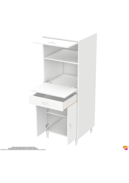 Salsa Mutfak Dolabı Tek Çekmece, 3 Kapak Çok Amaçlı Dolap Ekmeklikli Kiler Dolabı 60X162,4X56 cm