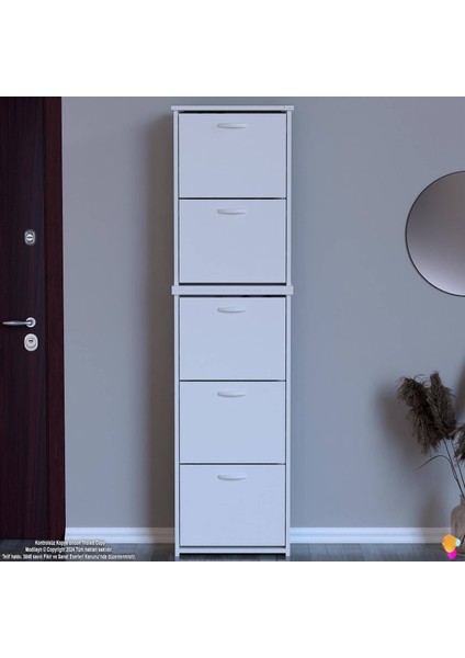 Ikra Antre Beyaz Renk 5 Düşer Kapak 10 Göz Bölmeli Ayakkabılık 52X194X26 cm fırsatları