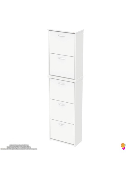 Ikra Antre Beyaz Renk 5 Düşer Kapak 10 Göz Bölmeli Ayakkabılık 52X194X26 cm