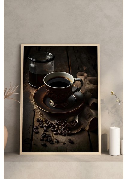☕ Klasik Kahve Dokunuşu – Ahşap Çerçeveli 3'lü Mdf Tablo Seti CRVS1003 23 x 32 modelleri