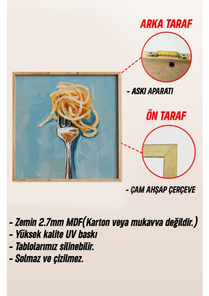 Ahşap Çerçeveli Mdf Kare Tek Tablo (Kendi Tablo Setinizi Oluşturacağınız Liste) MUTFAK02 23 x 23 Çerçeveli TX1181