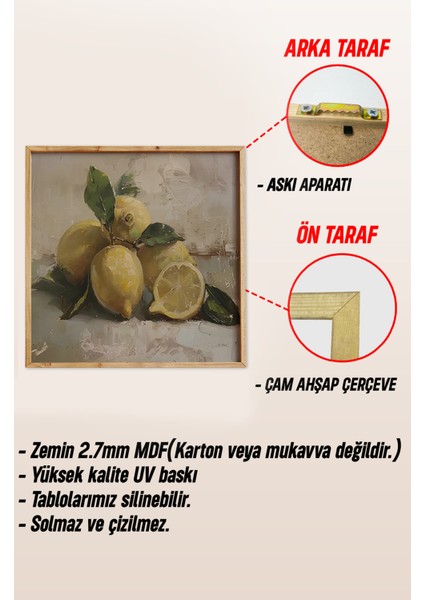 Ahşap Çerçeveli Mdf Kare Tek Tablo (Kendi Tablo Setinizi Oluşturacağınız Liste) MUTFAK04 23 x 23 Çerçeveli TX1107