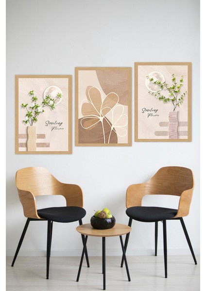 🌿 Smiling Flower Minimalist Tablo Seti – Uv Baskılı, Çerçevesiz CRVS1062 13 x 17 modelleri