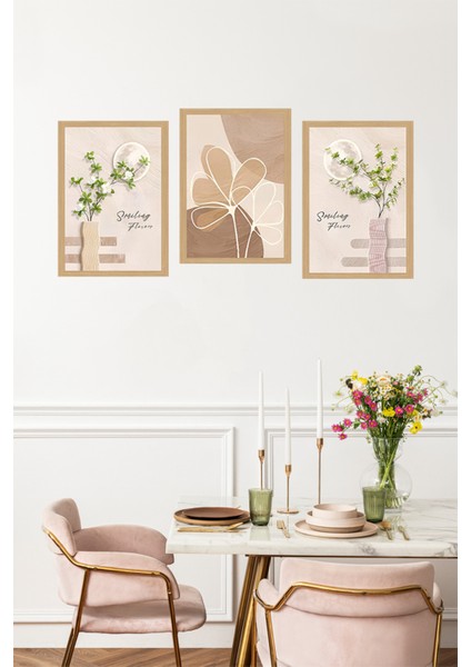 🌿 Smiling Flower Minimalist Tablo Seti – Uv Baskılı, Çerçevesiz CRVS1062 13 x 17 fırsatları