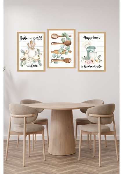 🖼️ Mutfak Temalı 3'lü Uv Baskılı Tablo Seti – Çerçevesiz Modern Tasarım CRVS1046 21 x 30 modelleri
