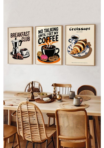 ☕ Kahvaltı Keyfini Duvarlarınıza Taşıyın – Çerçeveli 3’lü Kahve Temalı Tablo Seti CRV1019 23 x 32 fiyatları