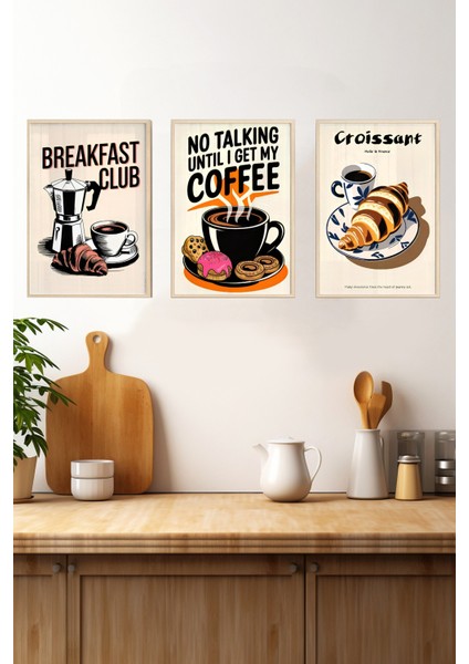 ☕ Kahvaltı Keyfini Duvarlarınıza Taşıyın – Çerçeveli 3’lü Kahve Temalı Tablo Seti CRV1019 23 x 32 fırsatları