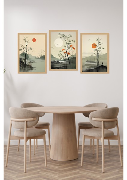 🌅 Uzak Doğu Esintili 3’lü Manzara Tablo Seti – Zen Ruhunu Duvarlarınıza Taşıyın CRVS1033 13 x 17 fiyatları