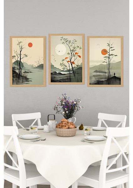 🌅 Uzak Doğu Esintili 3’lü Manzara Tablo Seti – Zen Ruhunu Duvarlarınıza Taşıyın CRVS1033 13 x 17 indirimleri