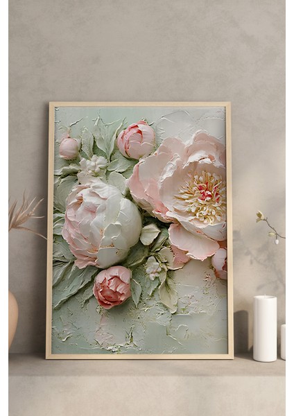 🖼️ Çerçeveli 3'lü Tablo Seti – Pembe Beyaz Çiçekler Desenli Mdf Uv Baskılı CRV1057 23 x 32 fırsatları