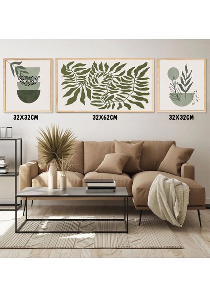 Ahşap Çerçeveli Mdf Tablo Seti Matisse, Bohem, Kusama Salon ve Oturma Odası Için 326 Serisi 32 cm 326231 fırsatları