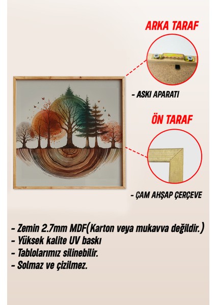 Ahşap Çerçeveli Mdf Kare Tek Tablo (Kendi Tablo Setinizi Oluşturacağınız Liste) TX1017 23 x 23