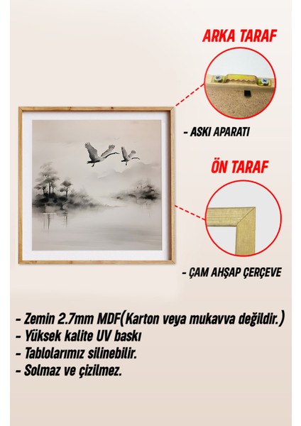 Ahşap Çerçeveli Mdf Kare Tek Tablo (Kendi Tablo Setinizi Oluşturacağınız Liste) TX1008 23 x 23