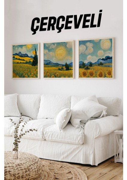 Ahşap Çerçeveli Mdf Kare Tablo Seti Salon ve Oturma Odası Için KR4012 23 x 23