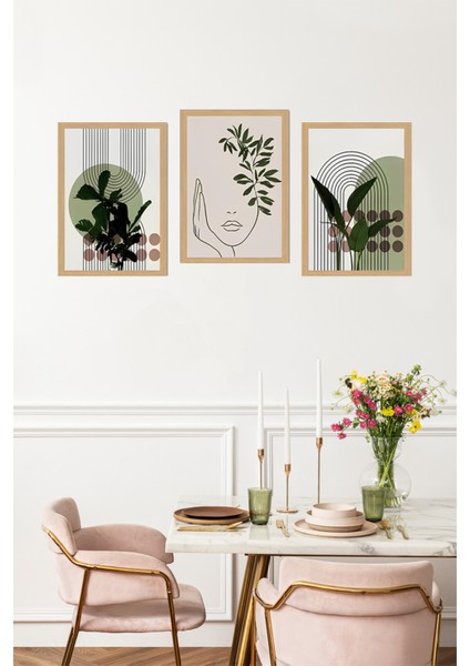 🖼️ Botanik Minimal Yüz – Modern Doğanın Zarafeti 3'lü Mdf Tablo Seti CRVS1030 13 x 17 fırsatları