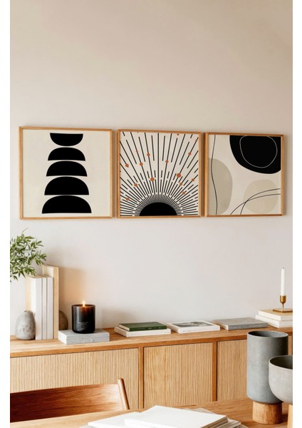 Ahşap Çerçeveli Mdf Kare Tablo Seti Salon ve Oturma Odası Için KR4014 23 x 23 fiyatları