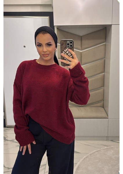 Kadın Mürdüm Yumoş Basıc Kazak