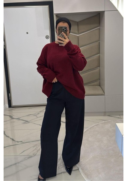 Kadın Mürdüm Yumoş Basıc Kazak fiyatları