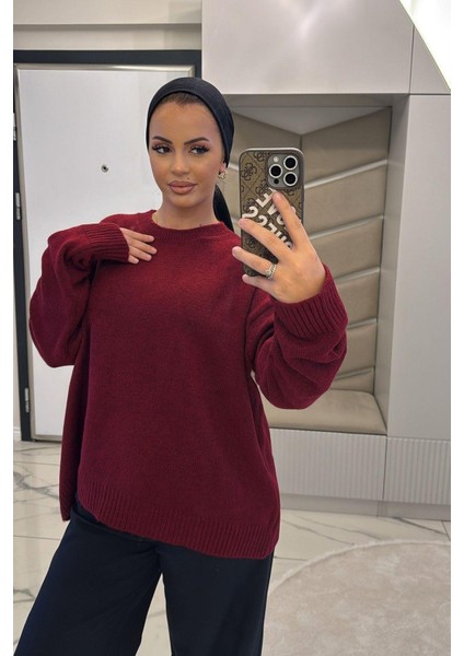 Kadın Mürdüm Yumoş Basıc Kazak modelleri