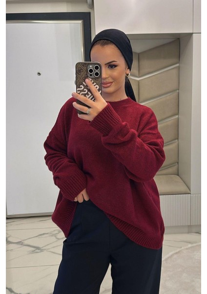 Kadın Mürdüm Yumoş Basıc Kazak fırsatları