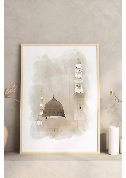 🕋 Islami 3'lü Tablo Seti – Mescid-I Nebevî, Kâbe ve Kubbetü’s-Sahra 🌙🌸 CRV1233 23 x 32 modelleri