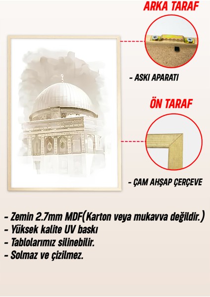 🕋 Islami 3'lü Tablo Seti – Mescid-I Nebevî, Kâbe ve Kubbetü’s-Sahra 🌙🌸 CRV1233 23 x 32