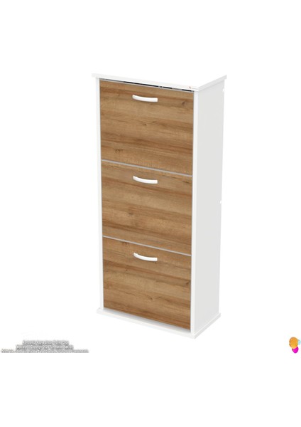 Uygar Meşe Renk Asma Ayakkabılık Kapı Önü 3 Düşer Kapak 6 Göz Bölmeli Ayakkabılık 52X115X25,5 cm fırsatları