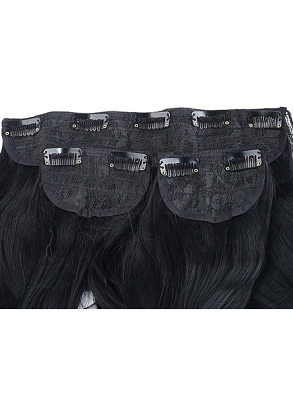 Fiber Sentetik Dalgalı Yarım Ay + 2 Yan Çıt Çıt - Siyah modelleri