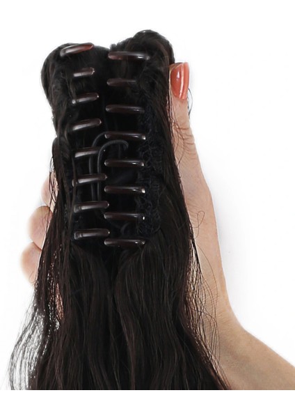 Tokalı Kabarık Dalgalı At Kuyruğu - Kahverengi indirimleri