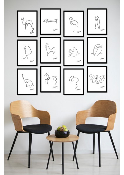 Dekorize Mdf Tablo Seti 12 Parça - Salon Oturma Odası Için Duvar Dekoru Çerçeve Görünümlü Onk Seri 13 x 17 Onk 1009