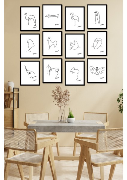 Dekorize Mdf Tablo Seti 12 Parça - Salon Oturma Odası Için Duvar Dekoru Çerçeve Görünümlü Onk Seri 13 x 17 Onk 1009 fiyatları