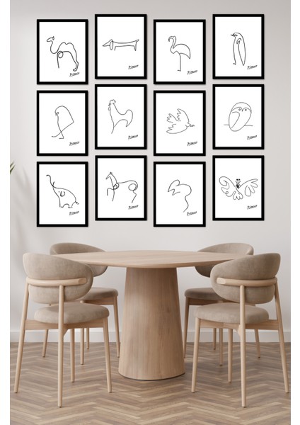 Dekorize Mdf Tablo Seti 12 Parça - Salon Oturma Odası Için Duvar Dekoru Çerçeve Görünümlü Onk Seri 13 x 17 Onk 1009 modelleri