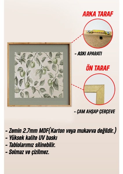 Ahşap Çerçeveli Mdf Kare Tek Tablo (Kendi Tablo Setinizi Oluşturacağınız Liste) MUTFAK02 23 x 23 Çerçeveli TX1174