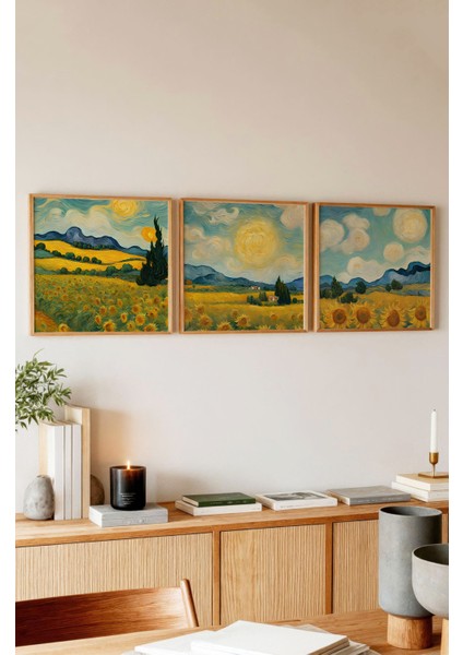 Ahşap Çerçeveli Mdf Kare Tablo Seti Salon ve Oturma Odası Için KR4012 23 x 23 modelleri