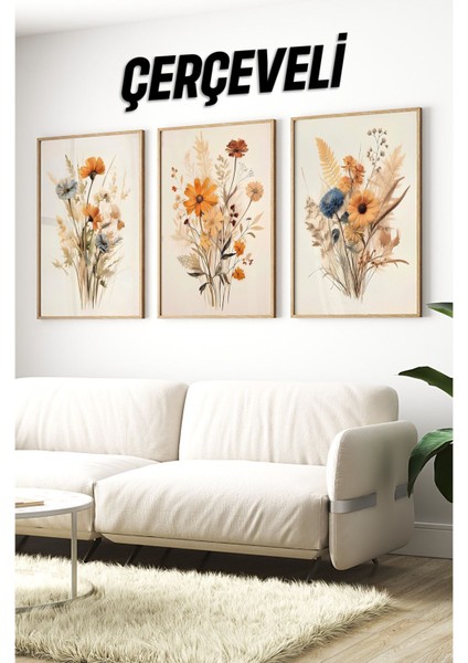 Ahşap Çerçeveli Mdf Tablo Seti Salon ve Oturma Odası Için ÇT3087 23 x 32