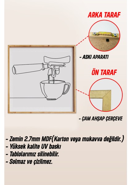 Ahşap Çerçeveli Mdf Kare Tek Tablo (Kendi Tablo Setinizi Oluşturacağınız Liste) MUTFAK03 23 x 23 Çerçeveli TX1187