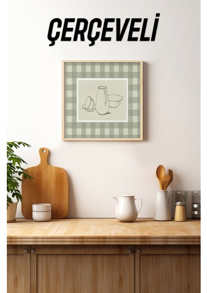 Ahşap Çerçeveli Mdf Kare Tek Tablo (Kendi Tablo Setinizi Oluşturacağınız Liste) MUTFAK02 23 x 23 Çerçeveli TX1175