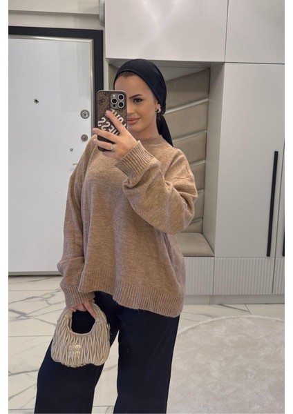 Kadın Camel Yumoş Basıc Kazak indirimleri