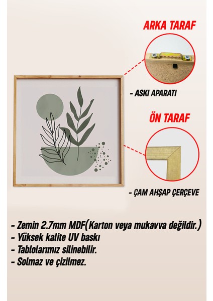 Ahşap Çerçeveli Mdf Tablo Seti Matisse, Bohem, Kusama Salon ve Oturma Odası Için 326 Serisi 32 cm 326231 indirimleri