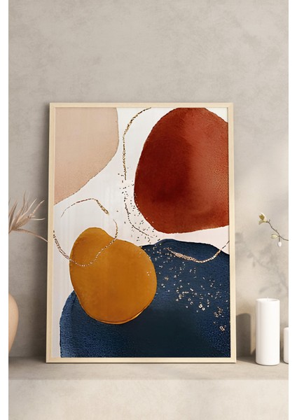 🌿 Geometrik Soyut Desenli 3’lü Ahşap Çerçeveli Tablo Seti🌿 CRV1127 23 x 32 modelleri