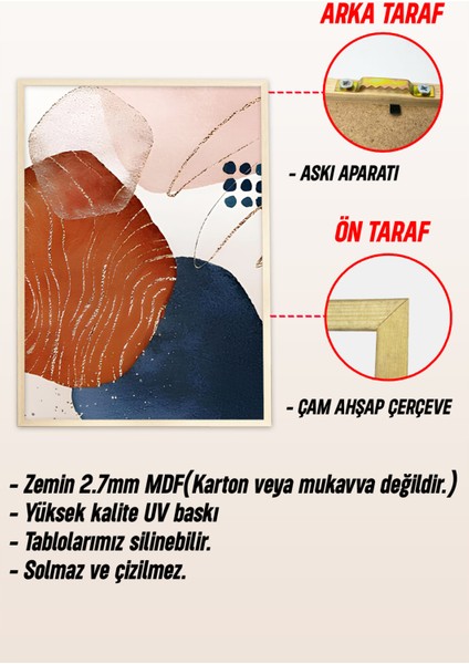 🌿 Geometrik Soyut Desenli 3’lü Ahşap Çerçeveli Tablo Seti🌿 CRV1127 23 x 32