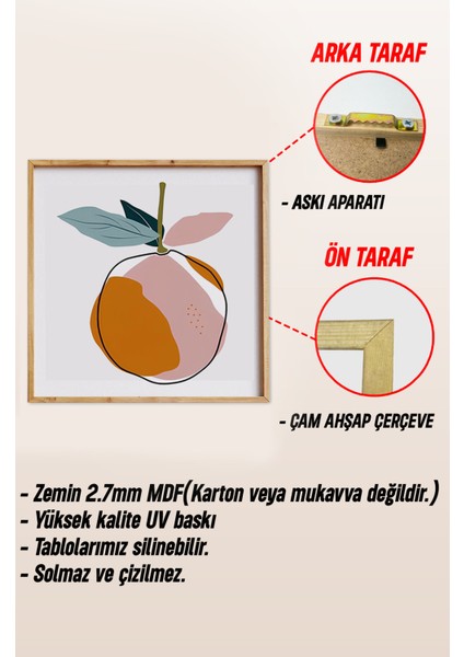 Ahşap Çerçeveli Mdf Kare Tek Tablo (Kendi Tablo Setinizi Oluşturacağınız Liste) MUTFAK02 23 x 23 Çerçeveli TX1179