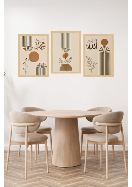 🖼️ Allah-Muhammed Yazılı Minimalist 3’lü Tablo Seti 🌟 CRVS1071 13 x 17 fiyatları
