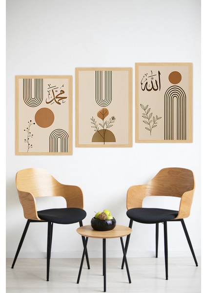 🖼️ Allah-Muhammed Yazılı Minimalist 3’lü Tablo Seti 🌟 CRVS1071 13 x 17 modelleri
