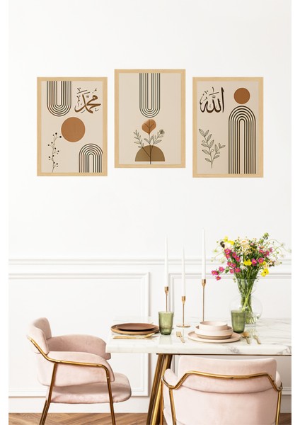 🖼️ Allah-Muhammed Yazılı Minimalist 3’lü Tablo Seti 🌟 CRVS1071 13 x 17 fırsatları